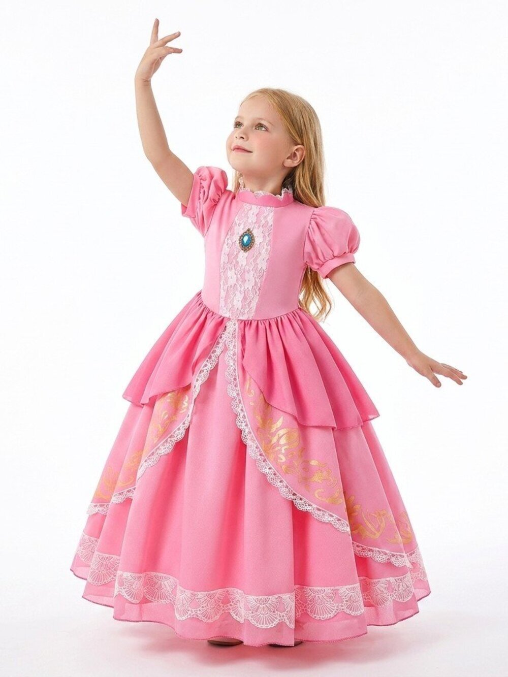 Princess Peach Inspired Pink Dress Set with Crown & Accessories - Picture 5 of 6